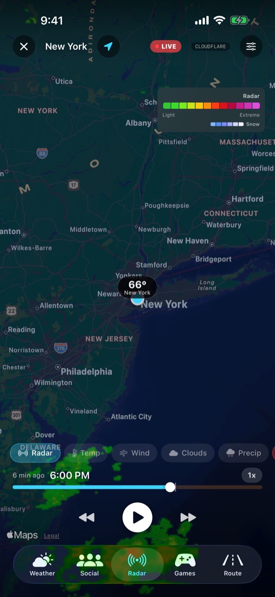 Live radar map